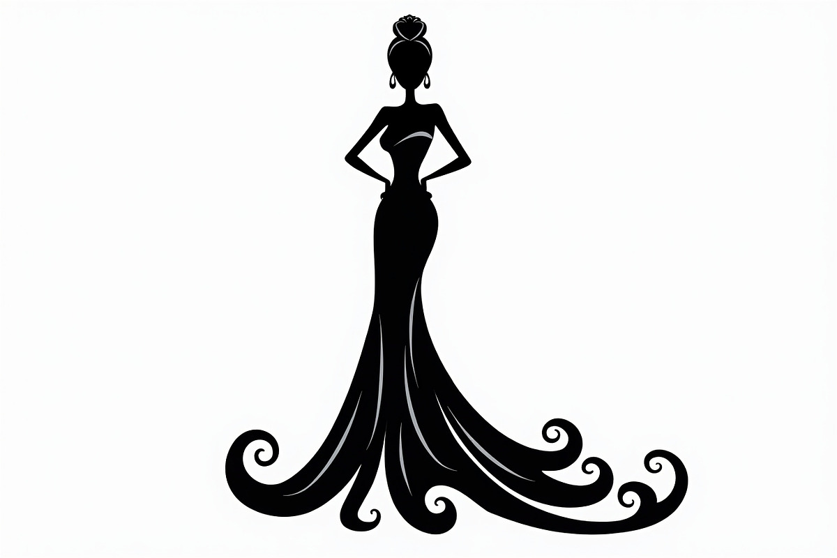 Stylish Gown Silhouette Set, an Illustration by yasushie (Photo 6 of 21)