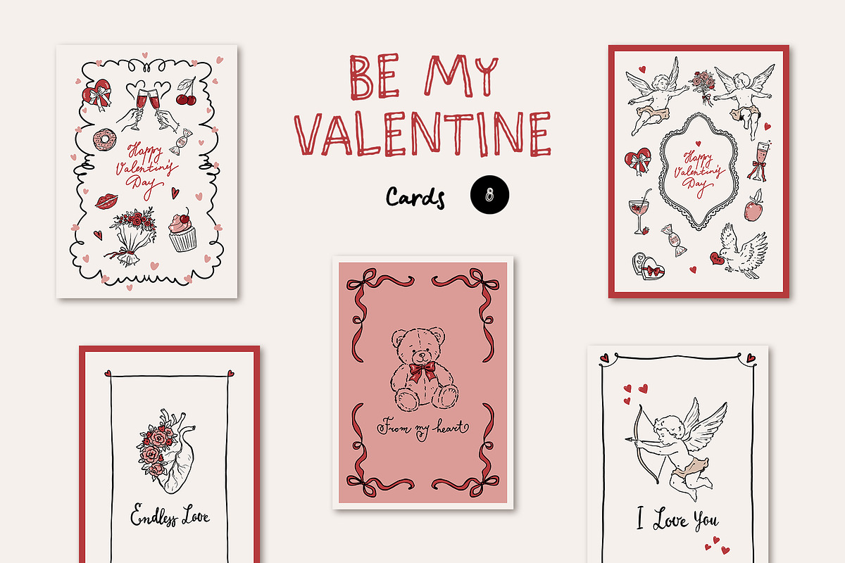 BE MY VALENTINE romantic line art, a Decorative Illustration by long summer (Photo 12 of 14)