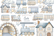 Vintage Blue Train PNG Set, an Illustration by MockupWizard (Thumbnail 1 of 4)