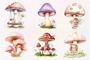 Watercolor Cute Magic Fairy Mushroom, an Illustration by CreationArt (Thumbnail 3 of 9)