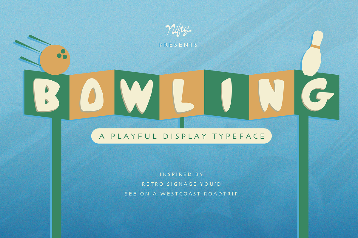 BOWLING by Nifty Branding, a Sans Serif Font by NikkiDunn (Photo 1 of 5)