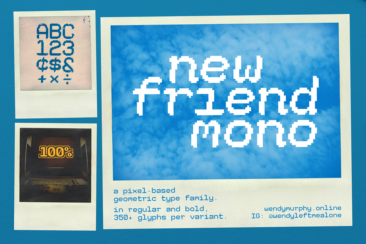 New Friend Mono | Pixel Sans-Serif, a Sans Serif Font by wendyleftmealone (Photo 1 of 9)
