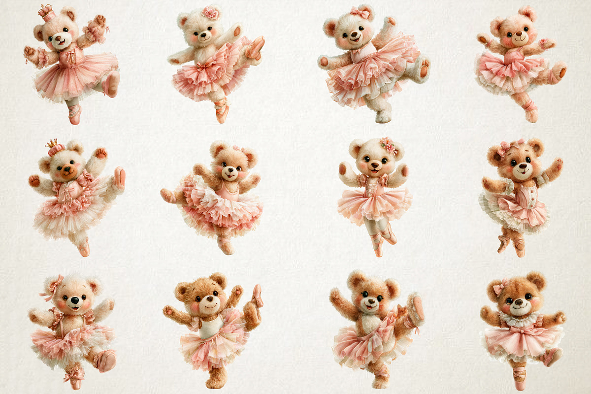 Ballerina Teddy Bear PNG Clipart, a Seasonal Illustration by RobertsArt (Photo 2 of 7)