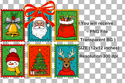 Preppy Christmas Stamps Png, a Graphic by Clipart Bloom (Thumbnail 2 of 2)