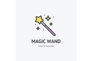 Magic Wand Emblem Concept. Vector