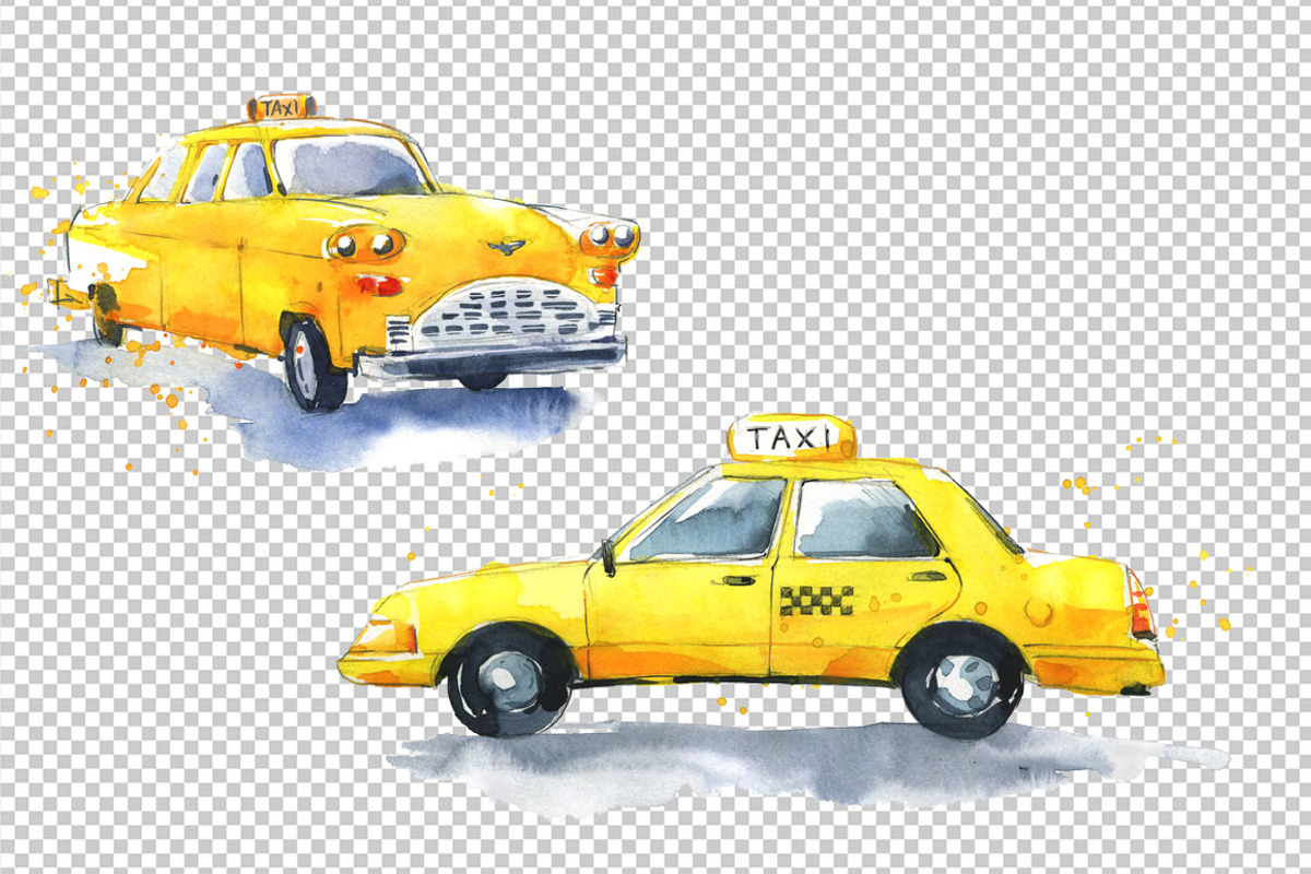 New York yellow cab watercolor, an Illustration by Kamenuka (Photo 4 of 4)