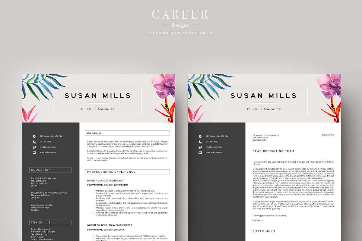 Modern Resume & CoverLetter Template, a Resume Template by careerboutique (Photo 3 of 6)