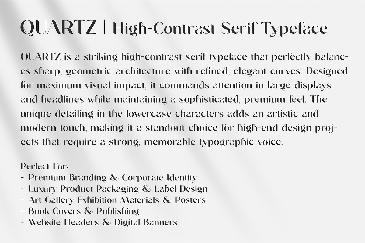 QUARTZ - High Contrast Serif Font, a Serif Font by OWPictures (Photo 12 of 12)