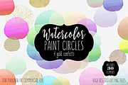 Watercolor Brush Circles & Gold, an Object Graphic by ClipartBrat Graphics (Thumbnail 1 of 2)