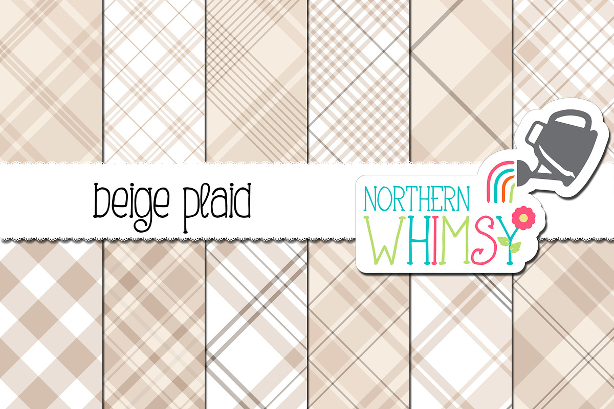 Beige Seamless Diagonal Plaid, a Pattern Graphic by Northern Whimsy Design
