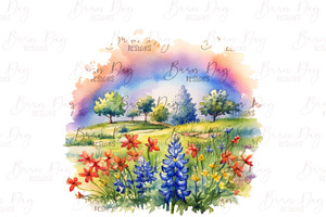 Watercolor Bluebonnets Clipart Vol 1