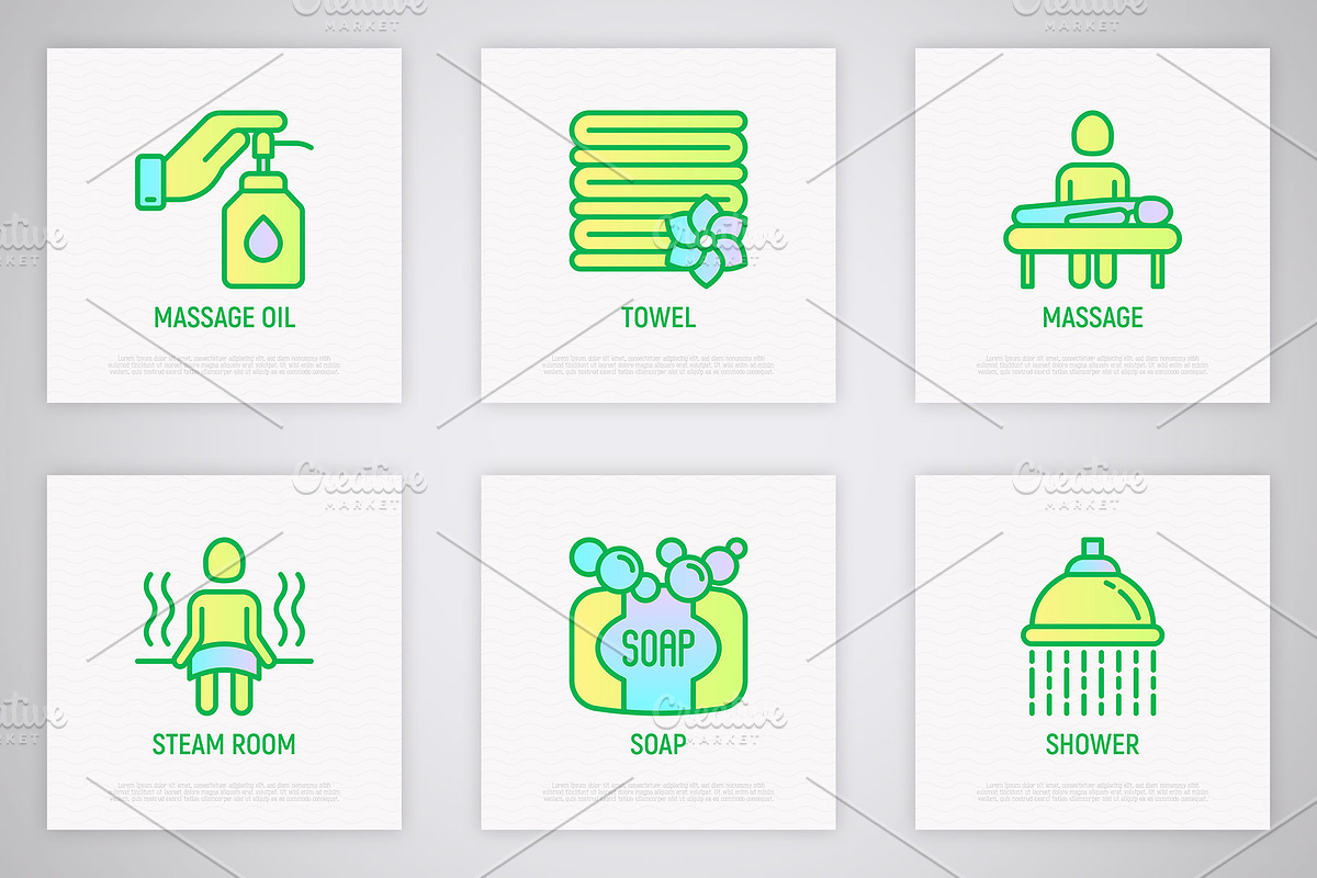 Spa and Sauna | 16 Thin Line Icons, an Outline Icon by Alex Blogoodf (Photo 5 of 11)