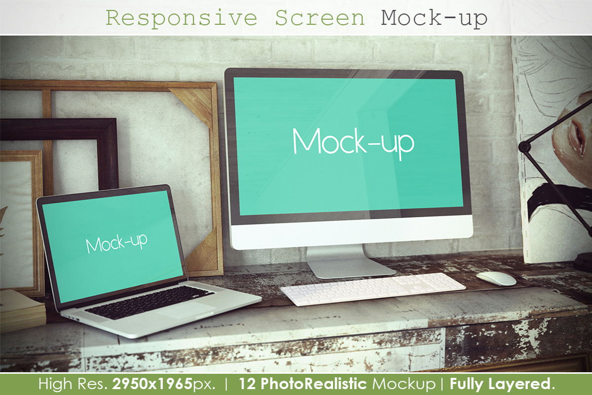 Responsive Screen Mockup V2, an iPhone Mockup by MahmoudRafik (Photo 1 of 15)