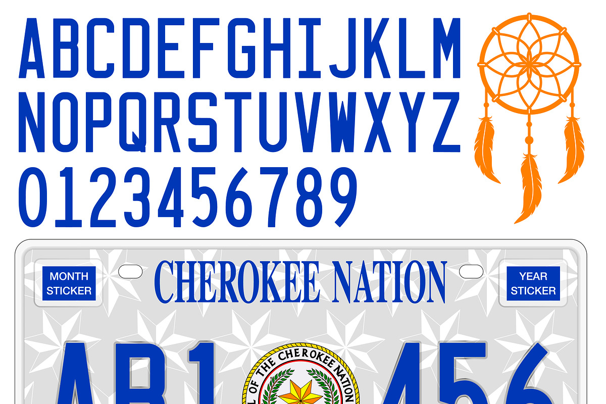 Cherokee Nation license plate USA, a Transportation Illustration by frizio