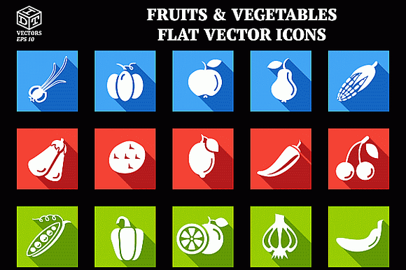 Fruits Vegetables Flat Vector Icon