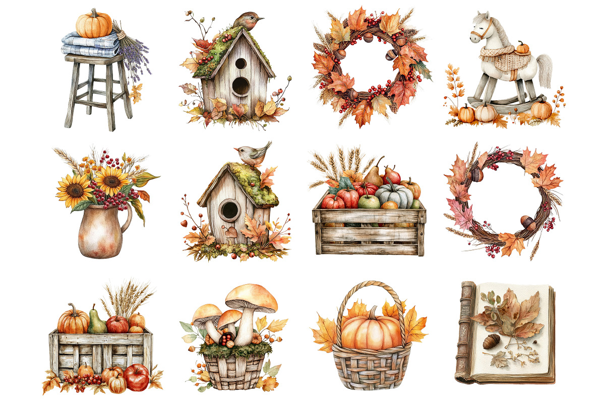 Cottagecore Fall Clipart, a Seasonal Illustration by CitraGraphics (Photo 3 of 6)