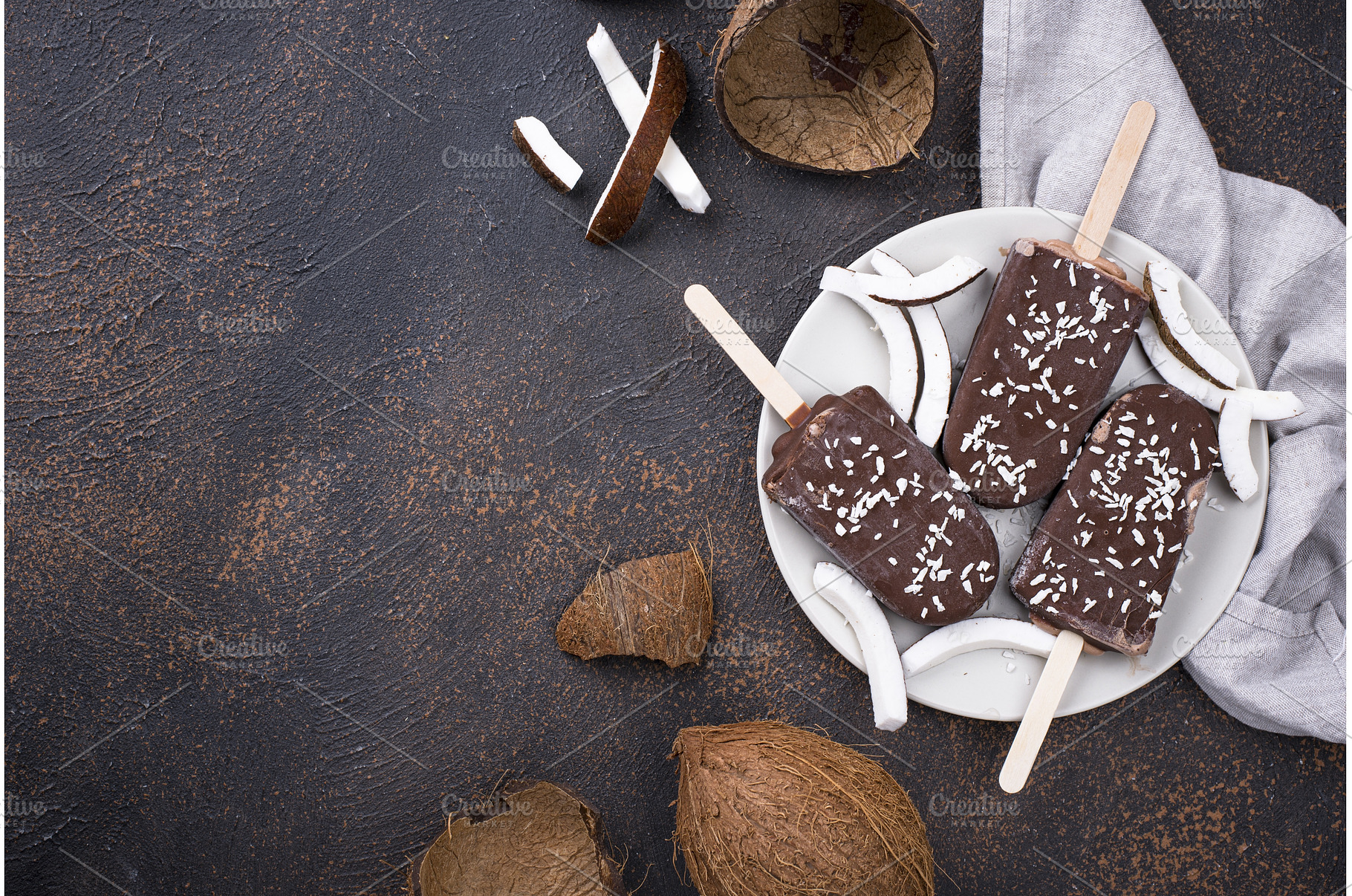 Coconut popsicles in chocolate glaze, a Food & Drink Photo by Yulia Furman
