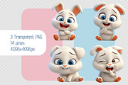 Set of Cartoon 3d Bunny Rabbit, an Animal Illustration by Ocean Digital Art (Thumbnail 3 of 3)
