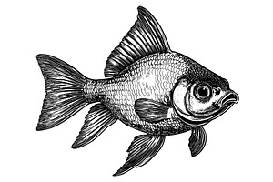Aquarium Goldfish Detailed Vintage, an Animal Illustration by LadadikArt