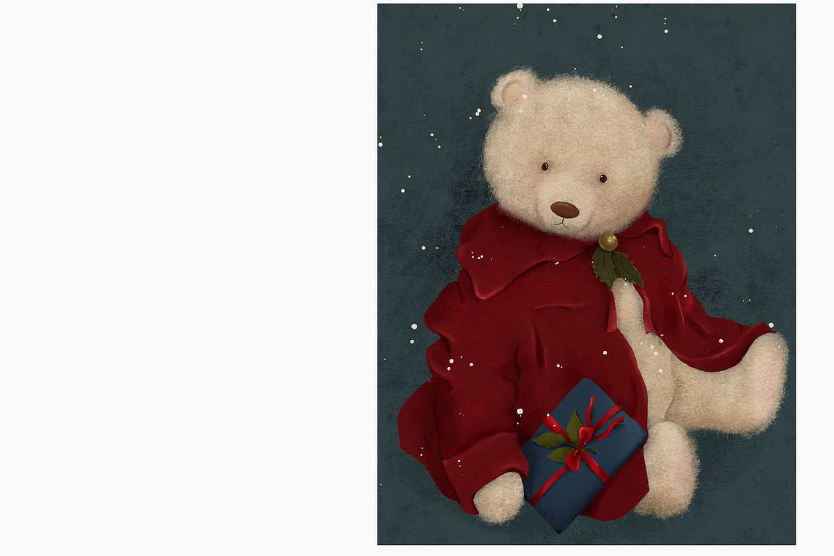 Vintage X-mas Bear clipart, an Animal Illustration by AlenaVlasko stock Market (Photo 4 of 6)