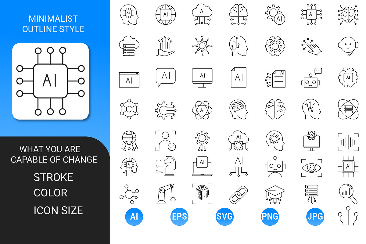 Artificial intelligence icon set, an Outline Icon by Icons (Photo 2 of 3)