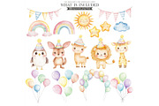 Safari Birthday Watercolor Clipart, an Illustration by CharmClipart (Thumbnail 3 of 8)