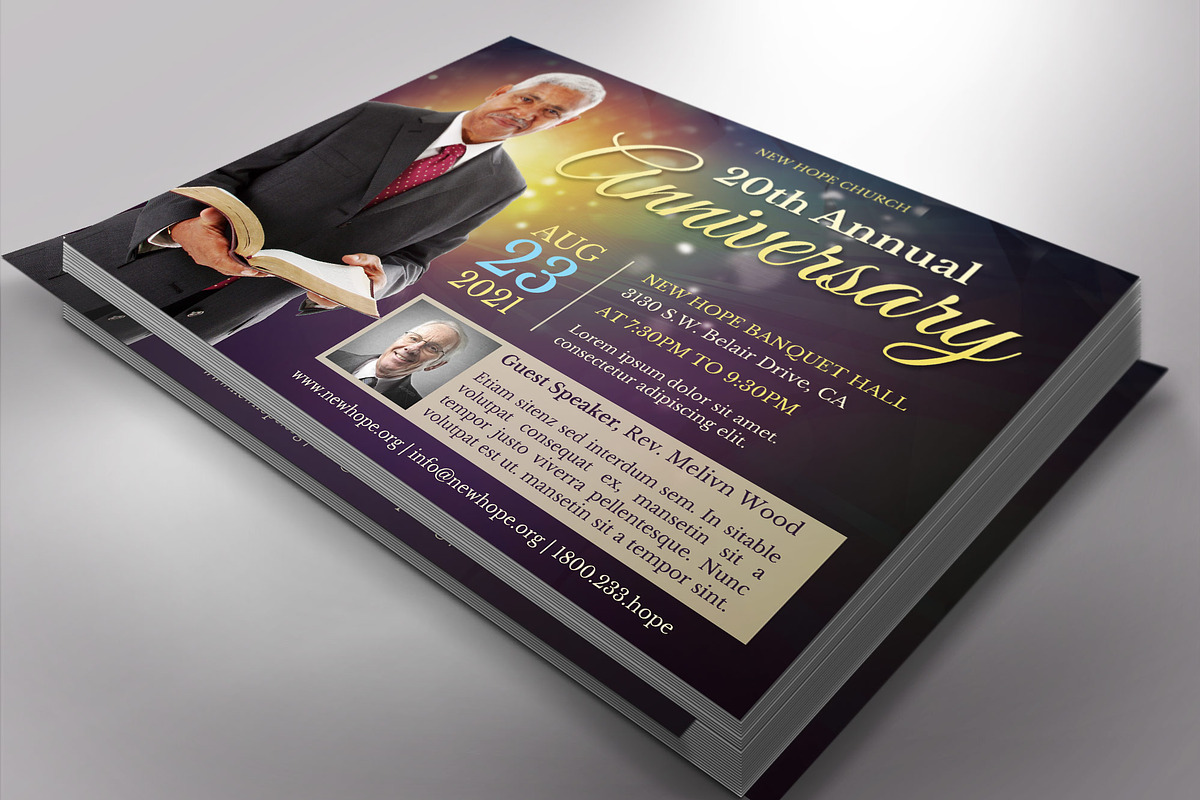 Starlight Pastor Anniversary Flyer, a Flyer Template by Four C Graphic (Photo 5 of 9)