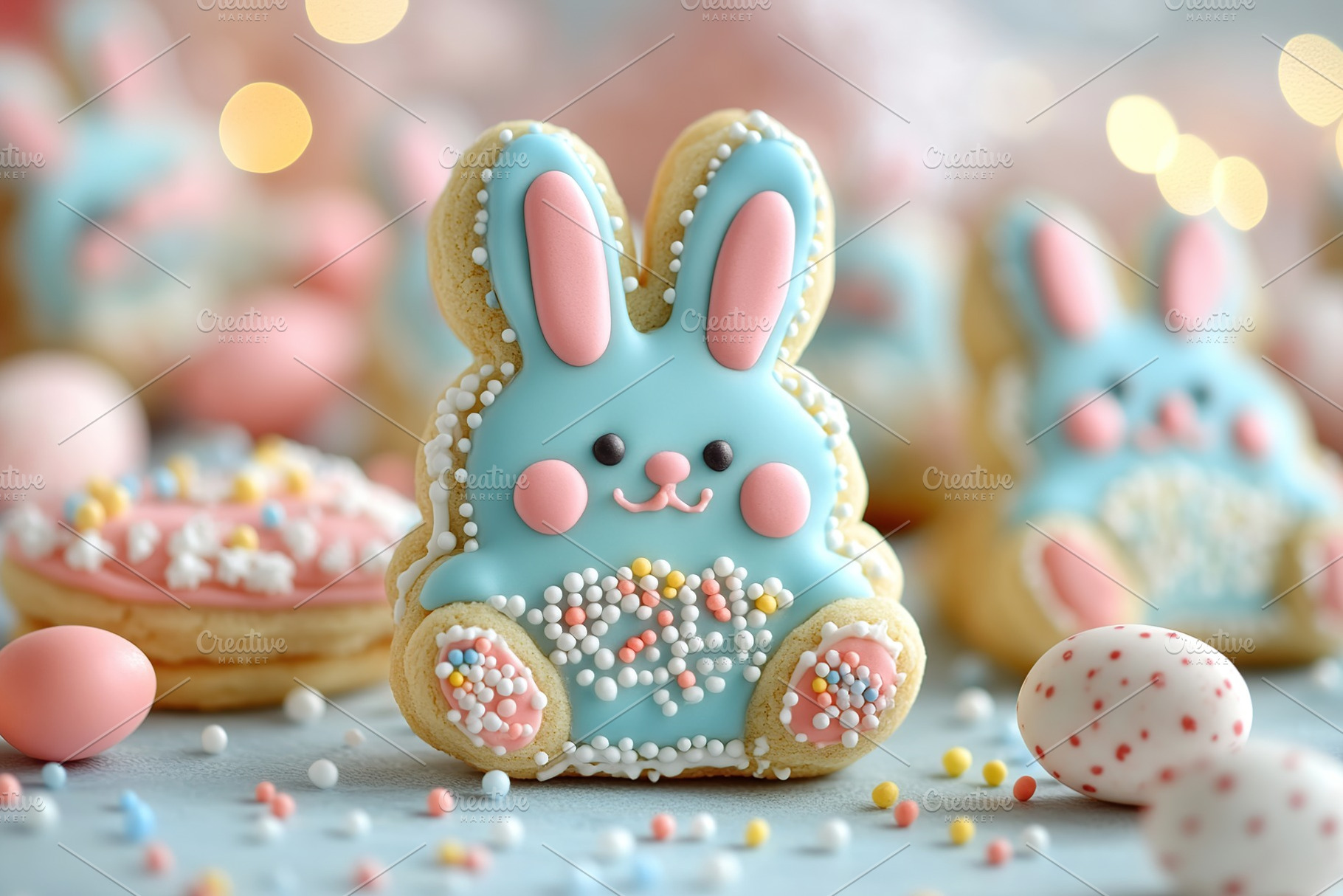 Colorful sweet easter cookies bunny, a Food & Drink Photo by AlyaAnd