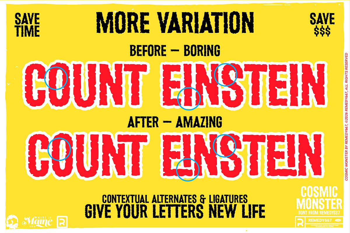 Cosmic Monster - Faux Ligature Font, a Sans Serif Font by Remedy667 (Photo 4 of 9)