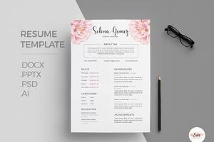 Elegant Floral CV Template, a Stationery Template by Emaholic Template