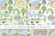 Pastel Earth Day Seamless Pattern, a Decorative Illustration by TitaLivingArt (Thumbnail 2 of 8)