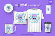 Cheerful boy with glasses. Tshirt., a Person Illustration by KENO Mascots (Thumbnail 3 of 3)