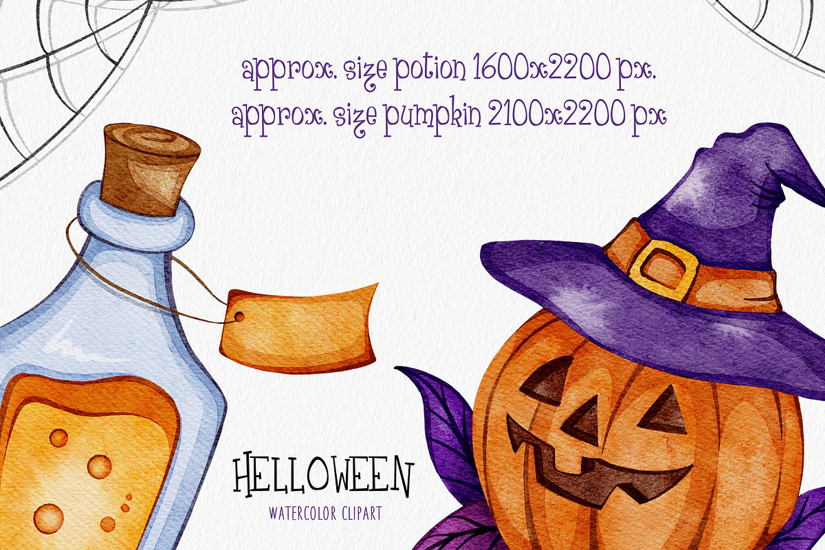Watercolor Halloween Clipart, an Illustration by LuiDesignStudio (Photo 3 of 4)