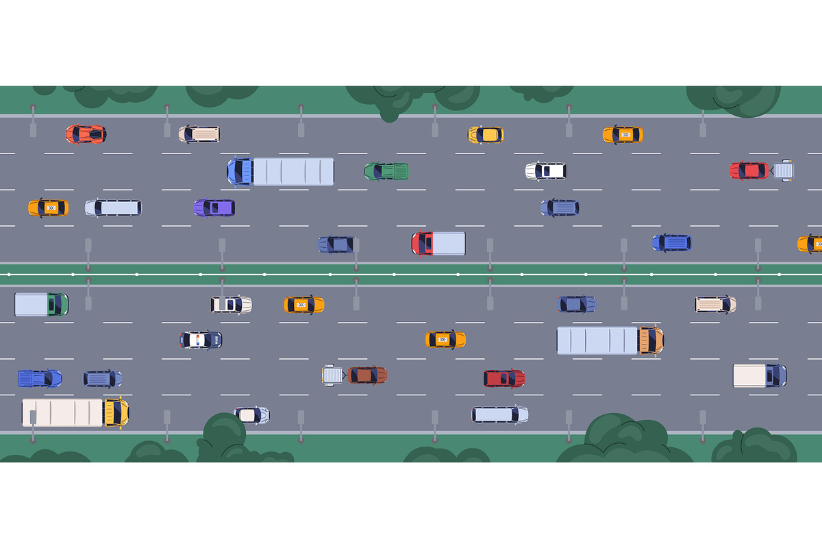 Highway traffic. Road with cars, a Transportation Illustration by Good Studio