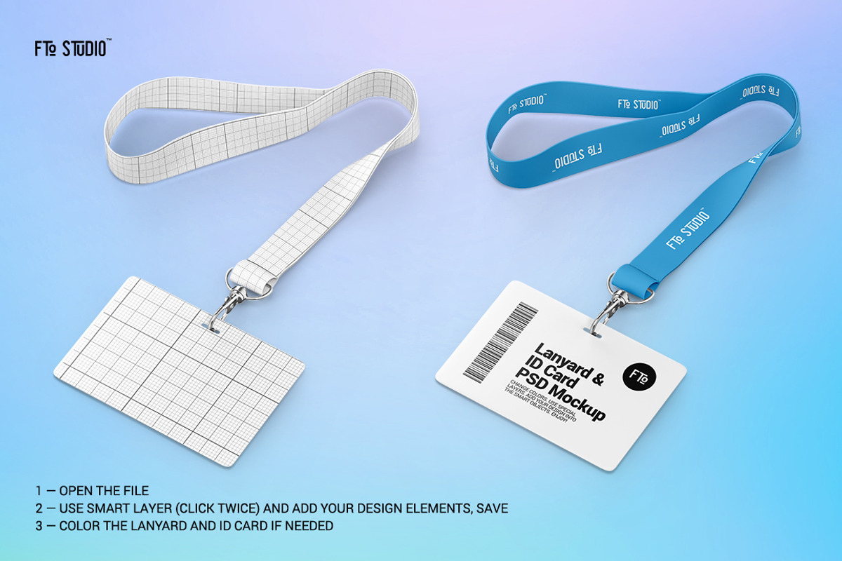 Lanyard w/ Horizontal ID Card Mockup, a Merchandise Mockup by Fto Studio (Photo 3 of 6)