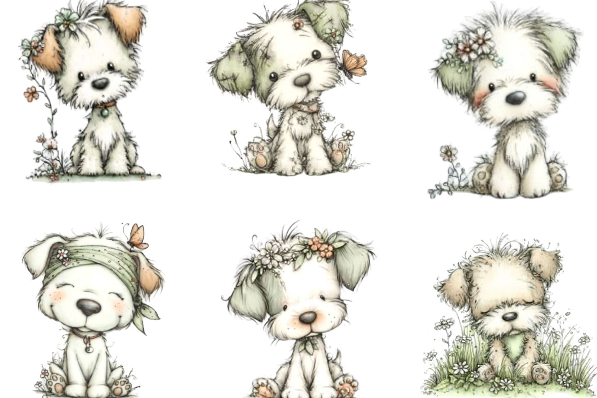 Whimsical Spring Dogs Clipart, an Illustration by Designking (Photo 4 of 5)