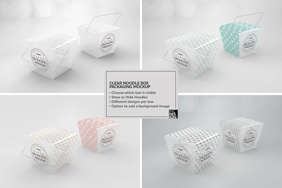 Clear Noodle Box Packaging Mockup, a Packaging Mockup by INCDesign (Photo 2 of 7)