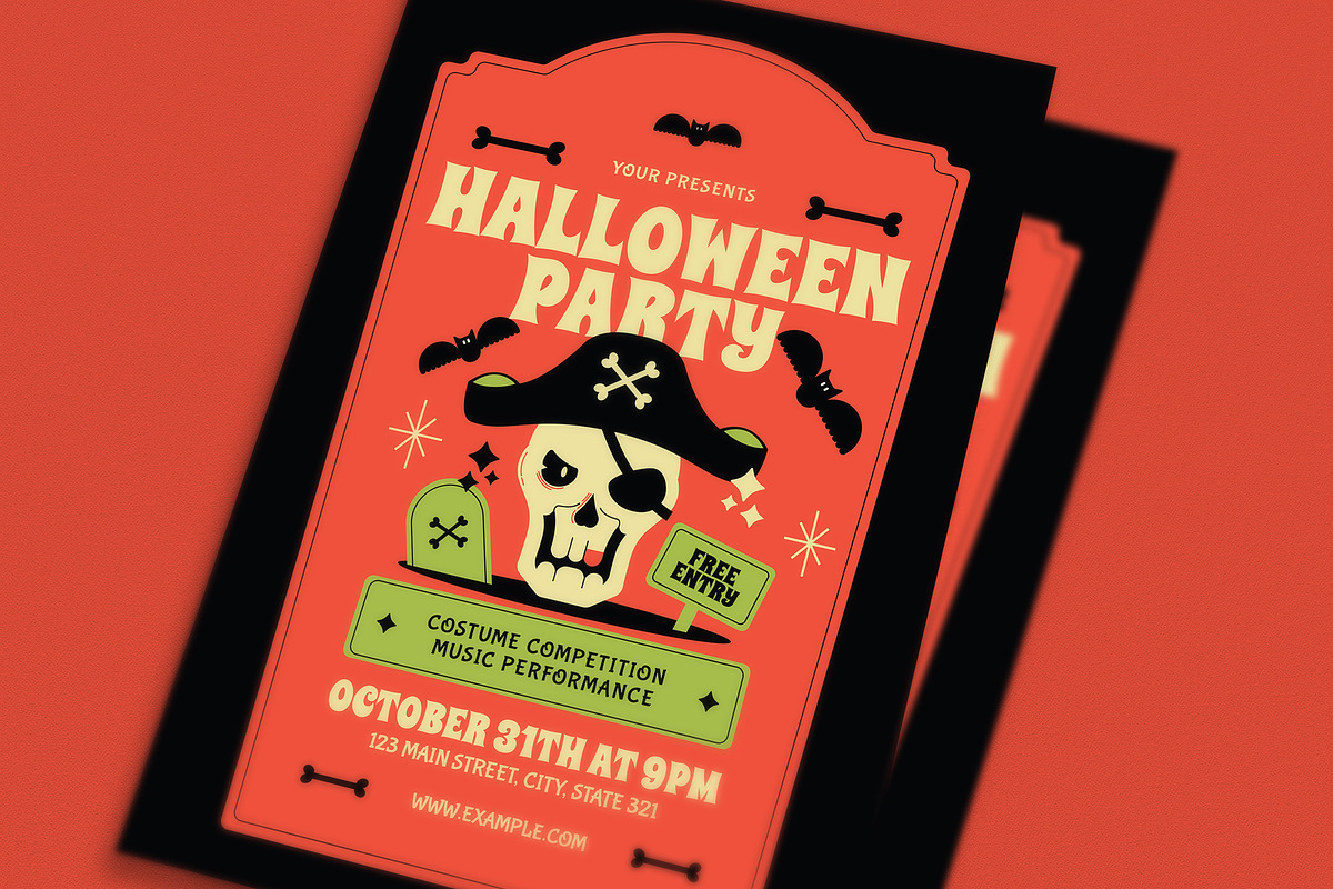 Modern Retro Halloween Party Event, a Flyer Template by Guuver (Photo 2 of 3)