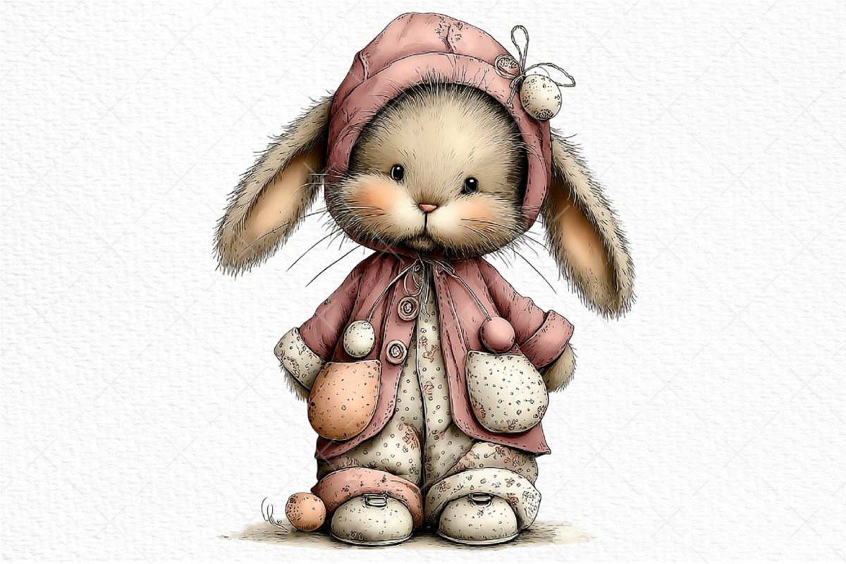 Whimsical Easter Bunny Clipart, an Illustration by Craft Nest (Photo 9 of 11)