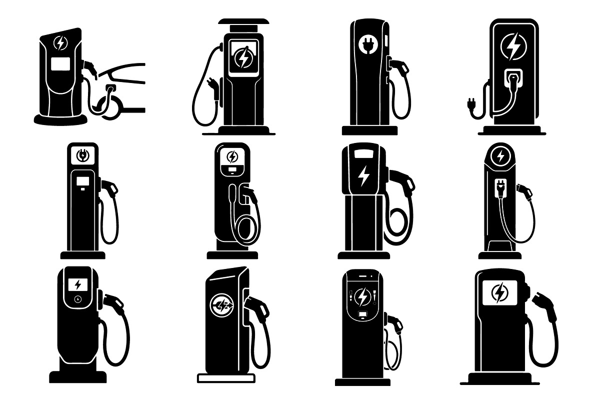 EV Charging Station Icon Bundle, a Technology Illustration by jahid234 (Photo 1 of 13)