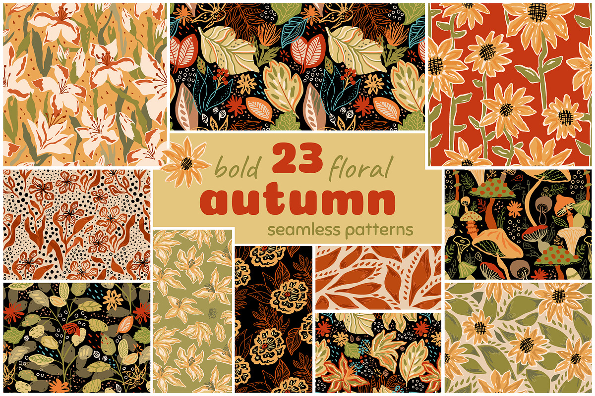Hand drawn Autumn floral patterns, a Pattern Graphic by Tani Kuzminka (Photo 27 of 27)