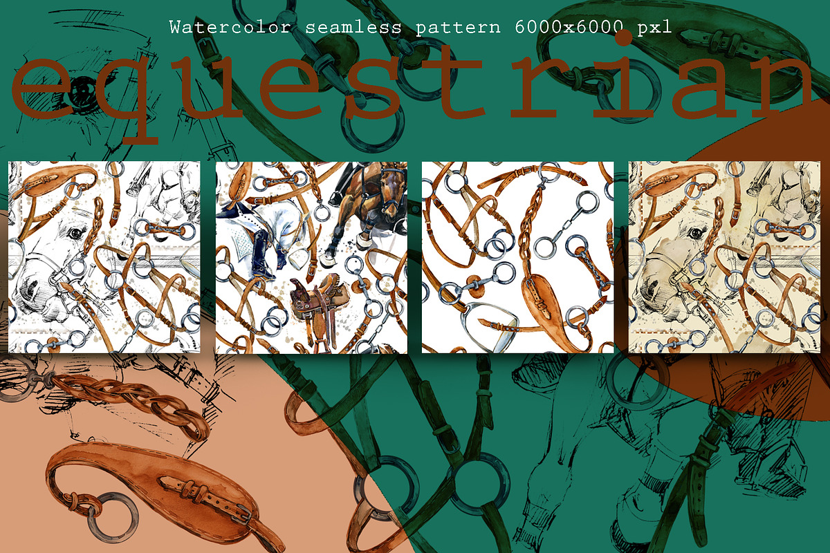 Sport Horses watercolor set, an Object Graphic by FineArt (Photo 14 of 18)