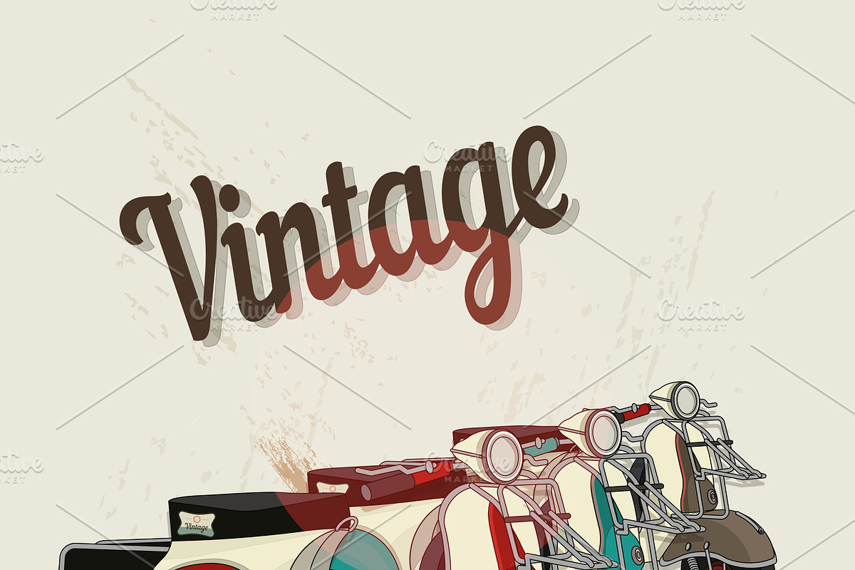 Motobikes vintage, a Transportation Illustration by 2D/3D