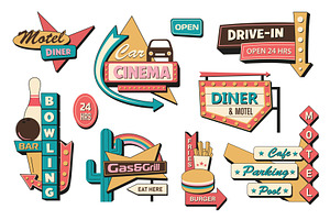 Retro signs, an Object Illustration by alexdndz