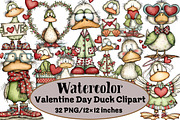 Valentine Day Duck Clipart, an Illustration by Design Market (Thumbnail 1 of 3)