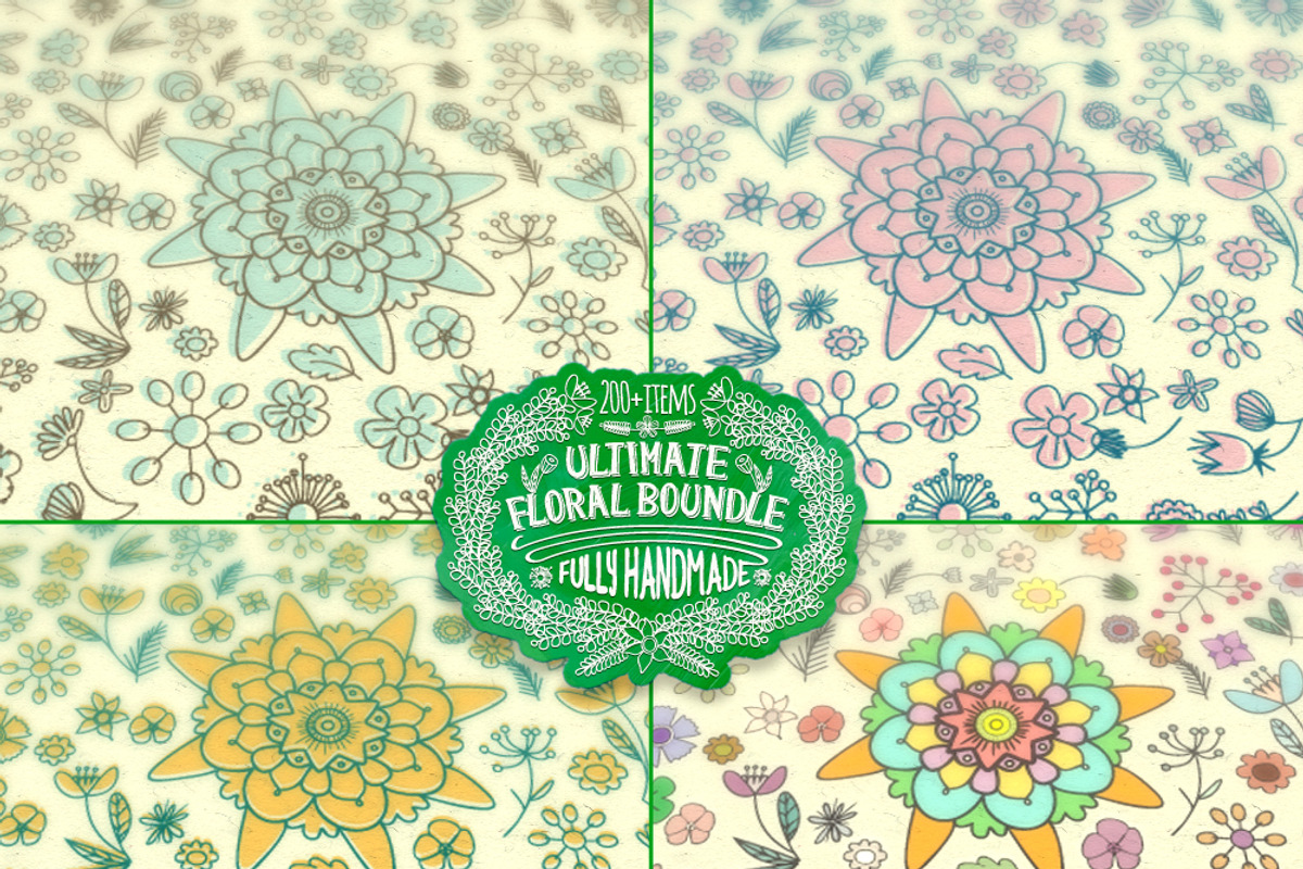 Hand-Drawn Vintage Floral DIY Kit, a Pattern Graphic by Oleg Ribar (Photo 5 of 11)