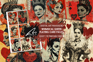 Whimsical Queen Playing Card Pages, a Person Illustration by Digital Art Mahdiseño