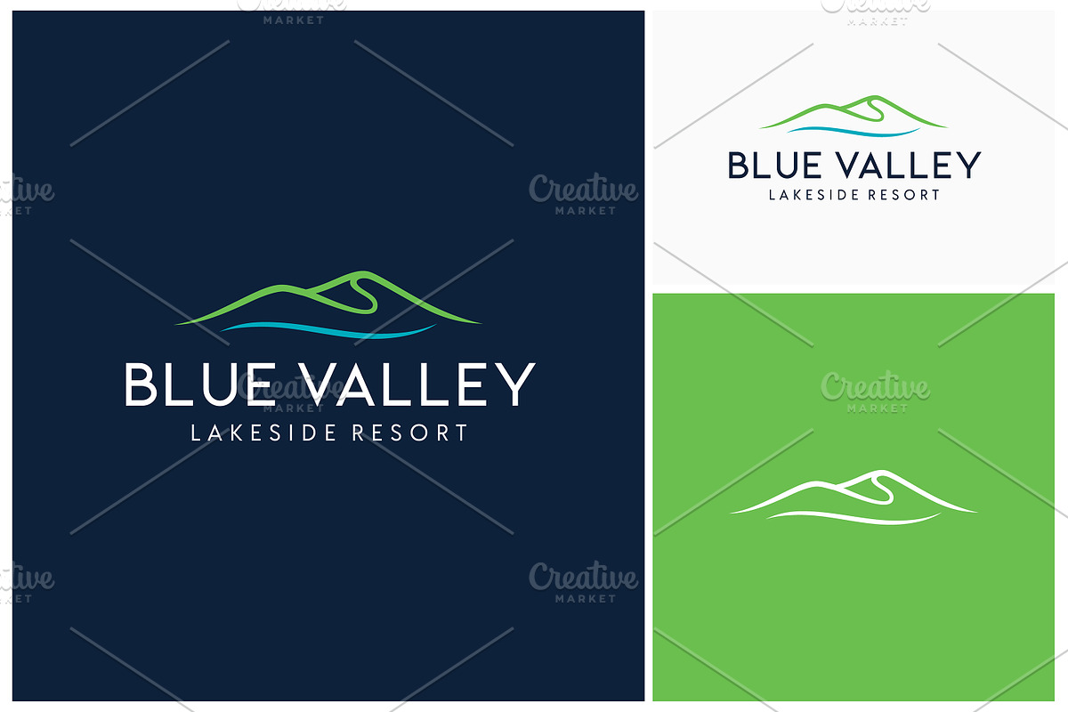 Rolling Hills Valley Lake River Logo, a Branding & Logo Template by Enola99d