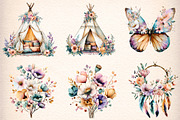 Watercolor Spring Boho Clipart, an Illustration by Digital Artistic99 (Thumbnail 3 of 8)