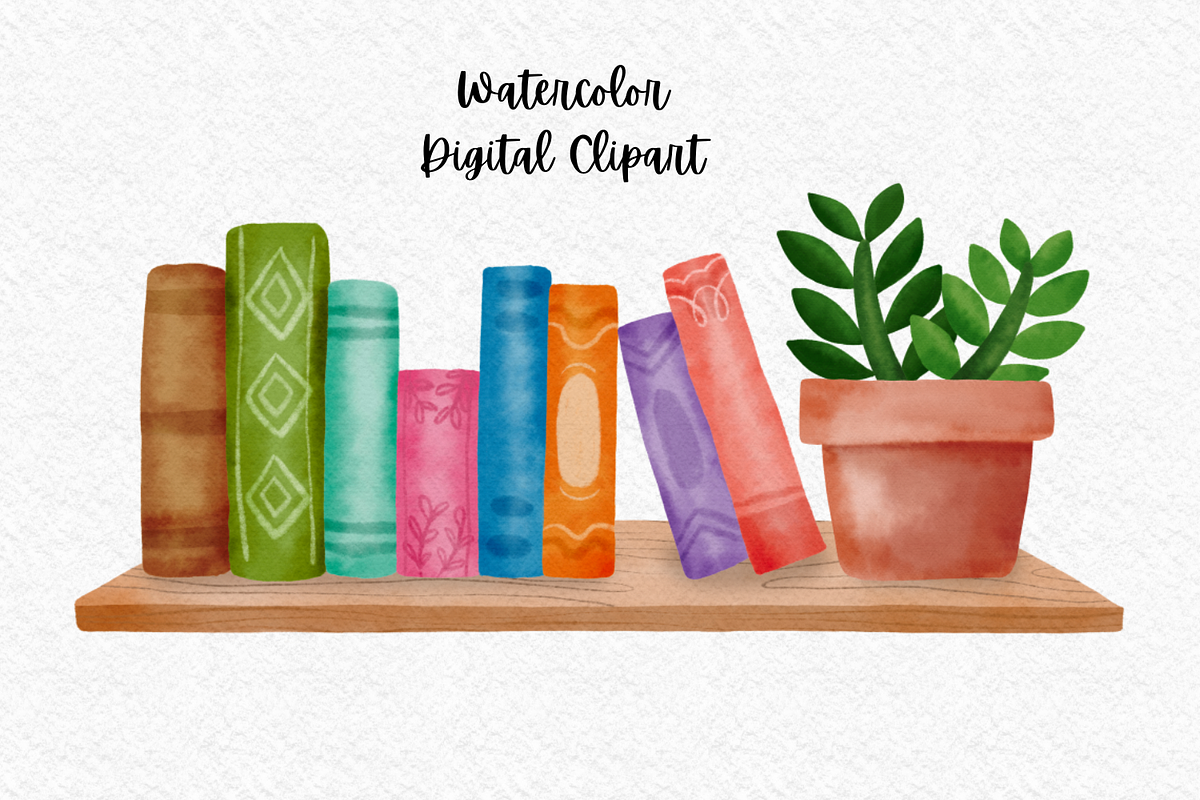 Chill Book watercolor clipart PNG, an Object Illustration by AkiraVilla (Photo 5 of 9)